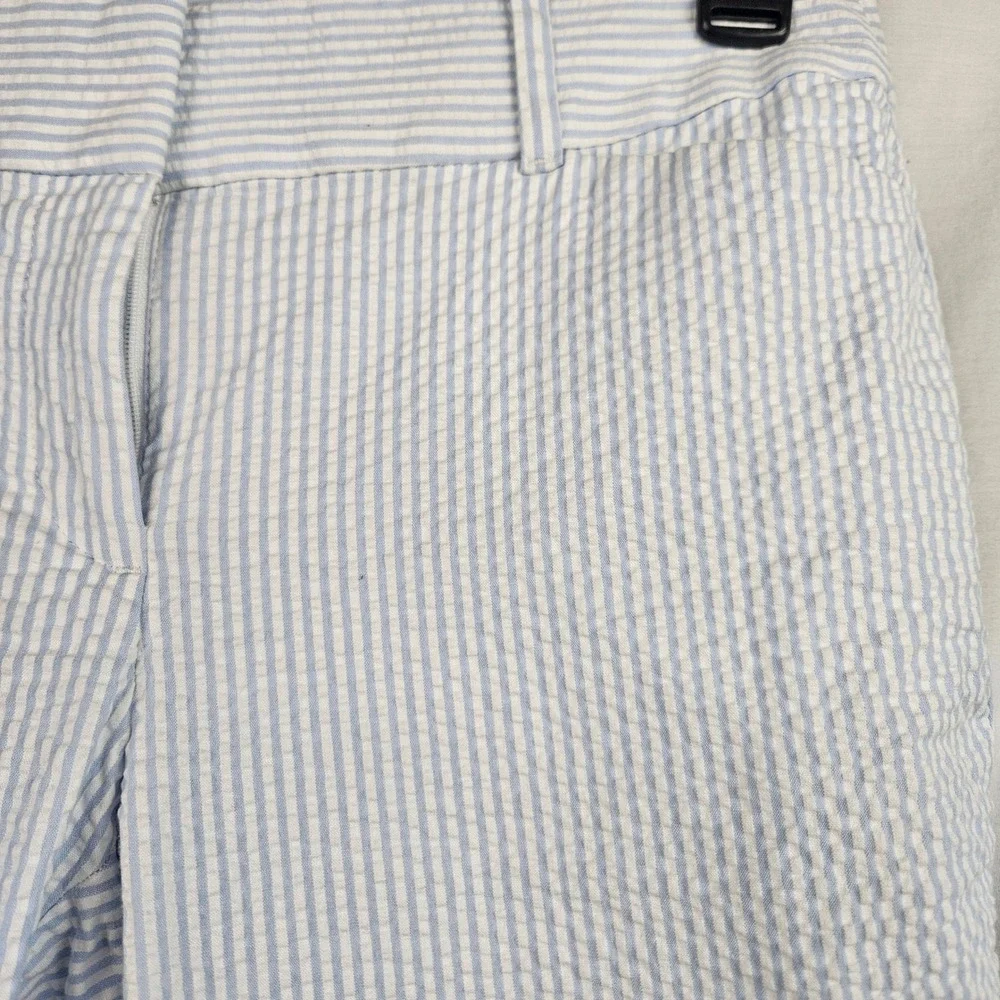 Loft Outlet Skinny Ankle Petite Pants Blue White Seersucker Striped‎ Trousers